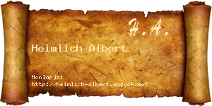 Heimlich Albert névjegykártya